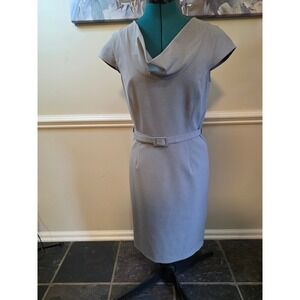 Calvin Klein Women's Gray Cowl Neck Belted Dress Size 4